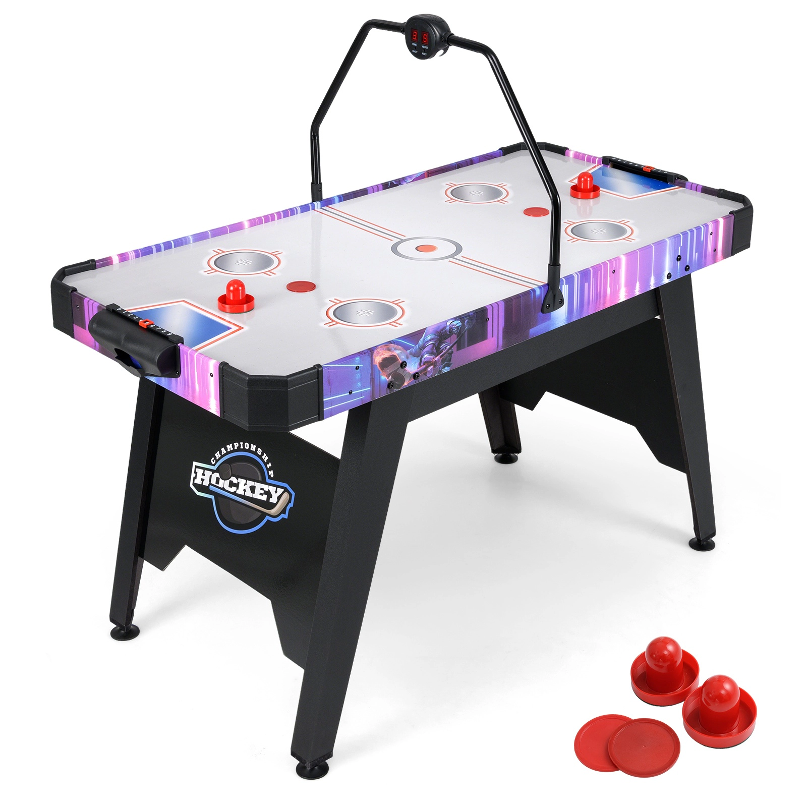 SUGIFT 56-in Air Hockey Table with LED Digital Scoreboard 12V Motor Puck Dispensers and Adjustable Foot Pads