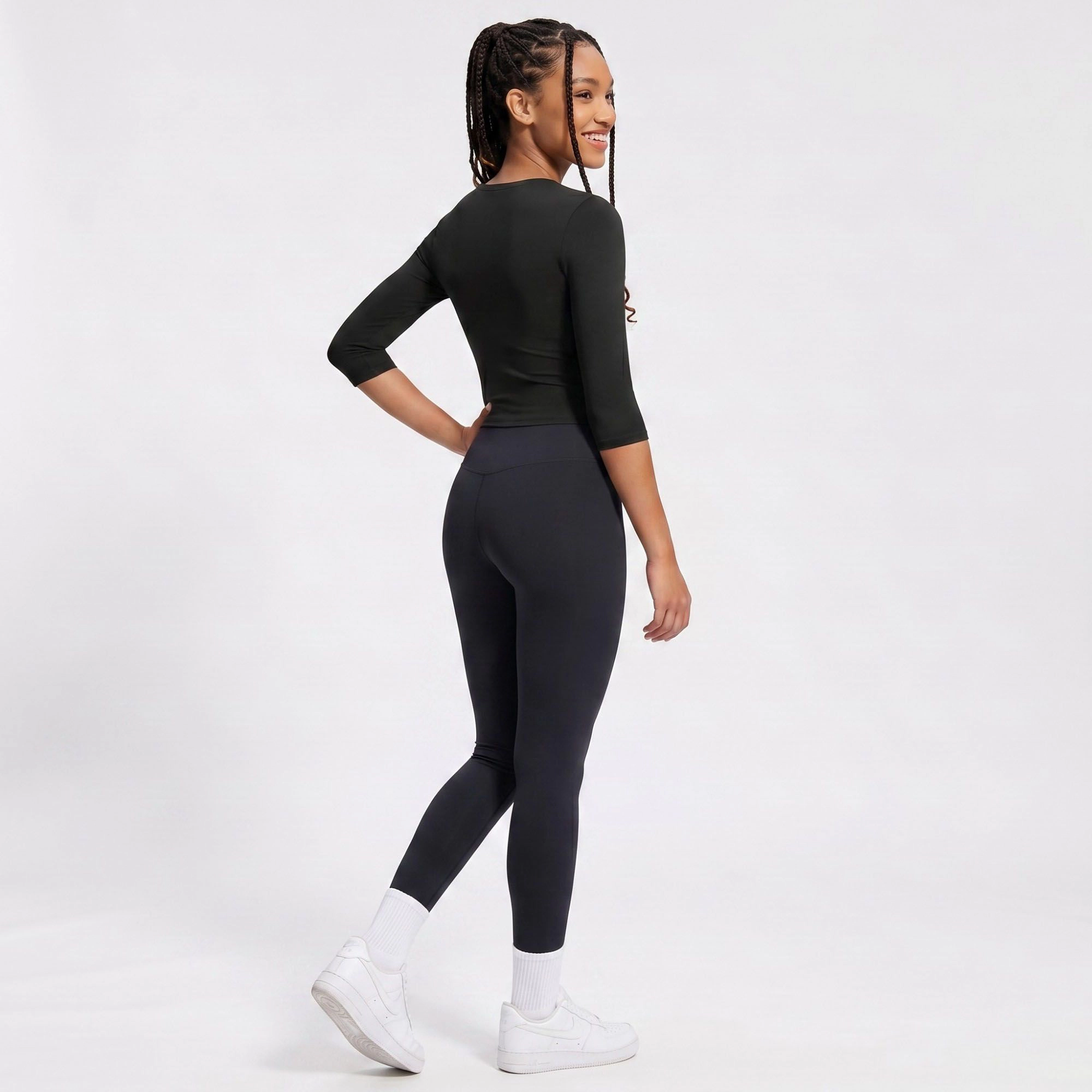 Anna-Kaci Women's Elbow Sleeve Workout Top Crew Neck Fitted Crop Yoga Activewear Shirt