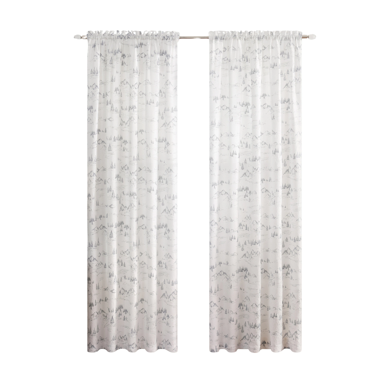 Ellis Curtain Mountain Vista 100% Polyester Tailored Rod Pocket Curtain Panels 48" x 63" Grey