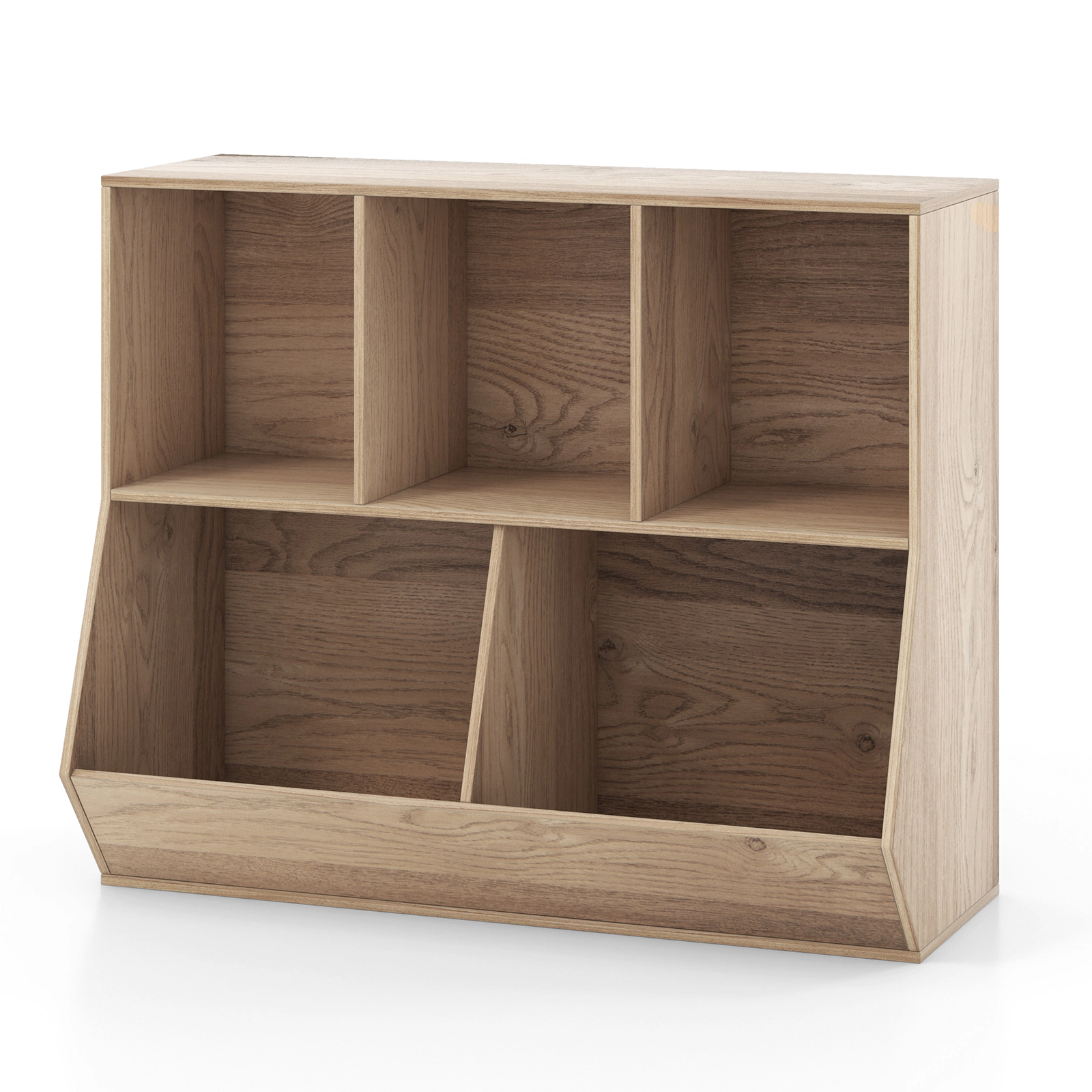 SUGIFT 5-Cube Kids Toy Storage Organizer with Anti-Tipping Kits 110-lb Top Capacity 22-lb Cube Capacity Natural/White