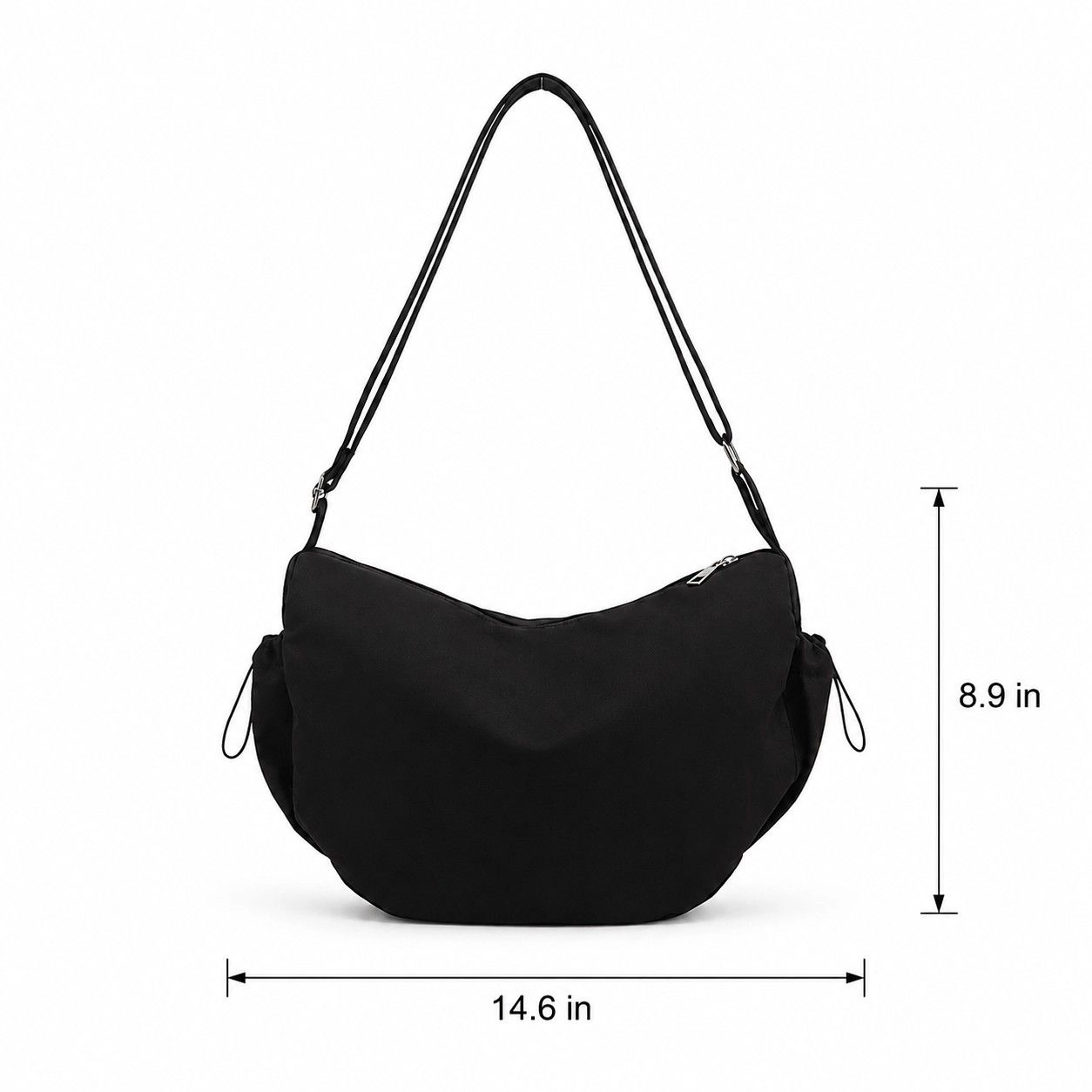 Alilang Women's Crescent Crossbody Shoulder Bag with Side Pockets and Adjustable Strap, Ivory
