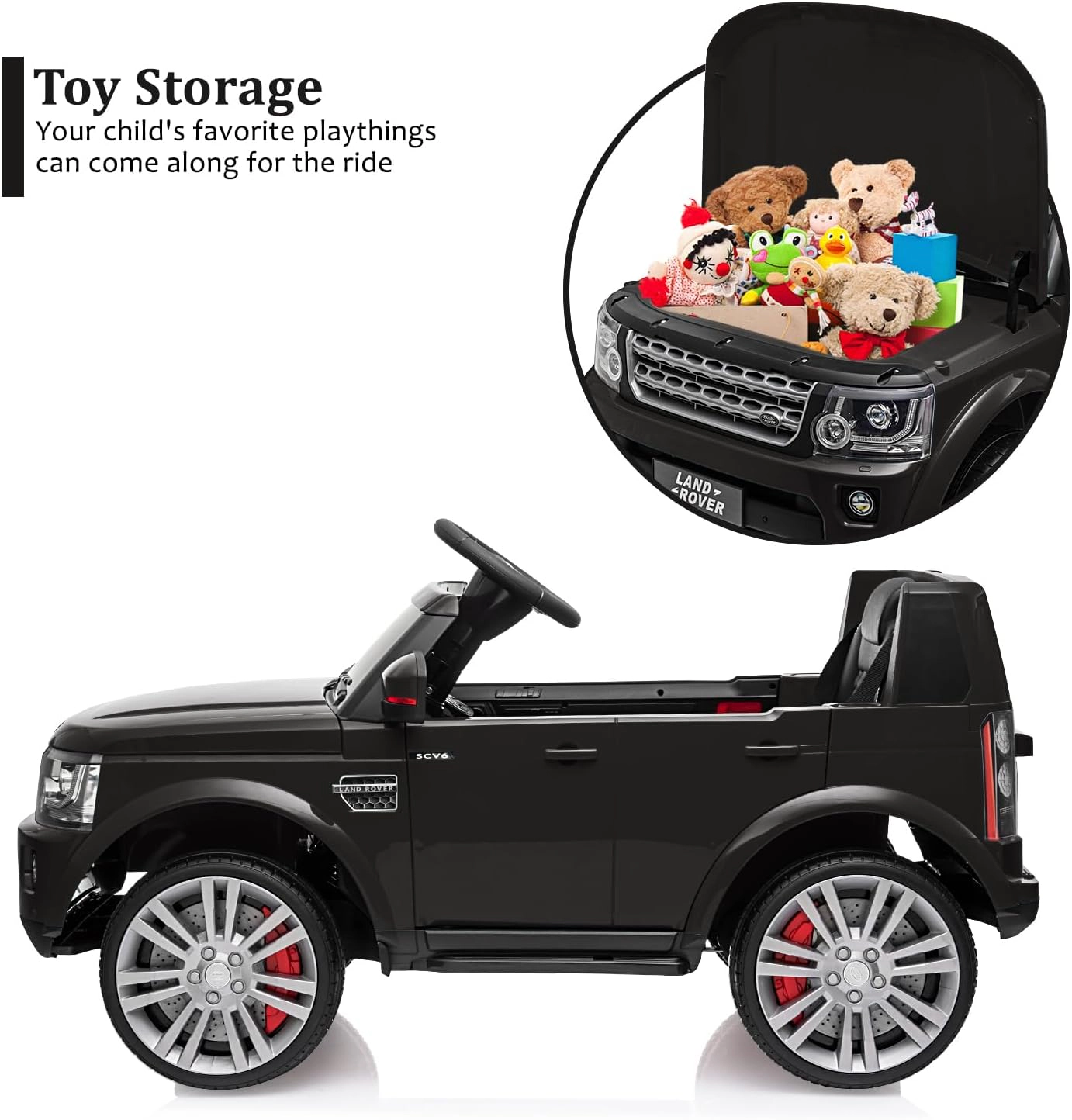 12V Licensed Land Rover Kids Ride On Truck, Electric Car w/Remote, 3 Speeds, Suspension, LED Lights, Bluetooth Music