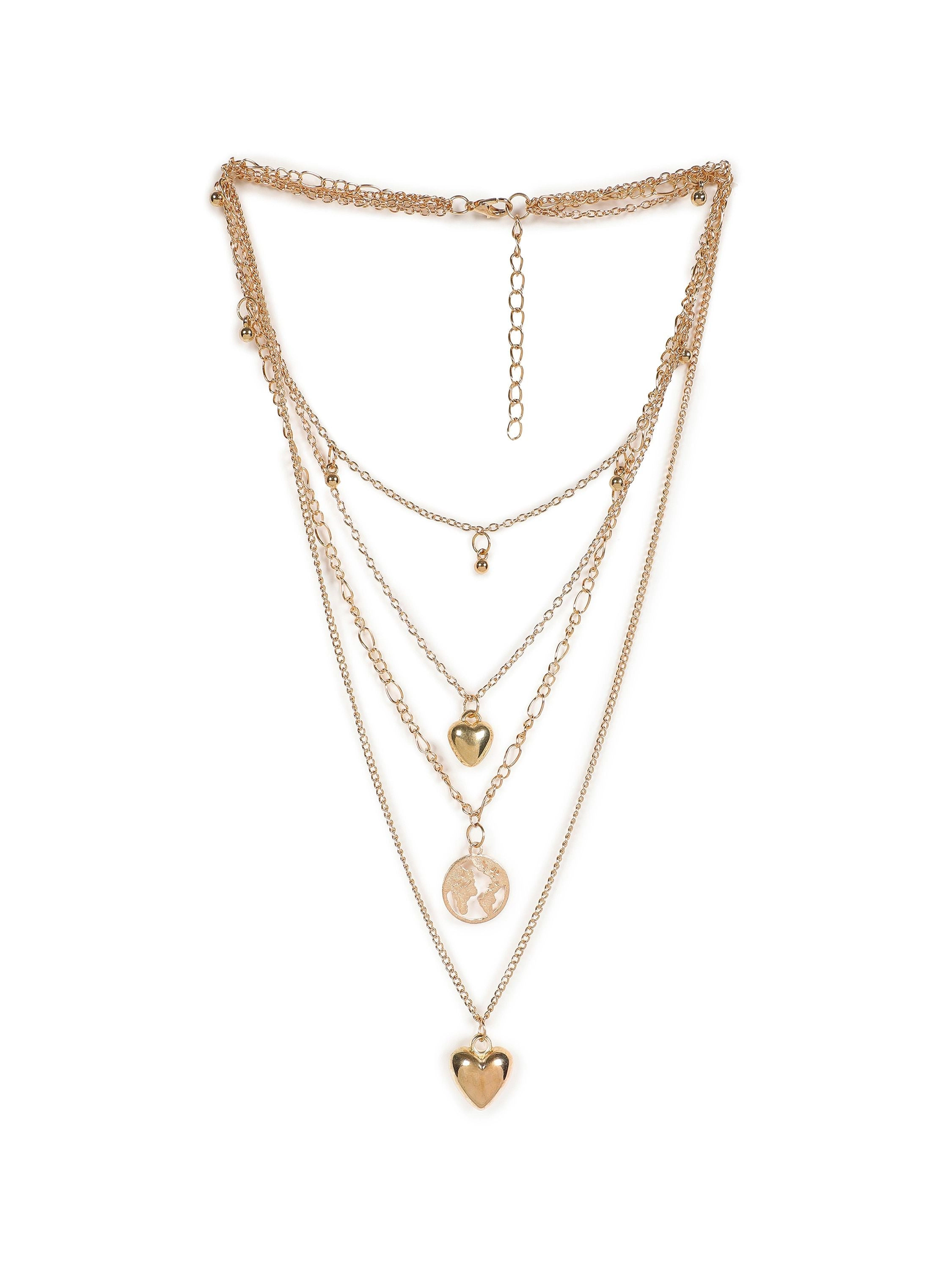 SOHI Women's Gold Heart Layered Necklace