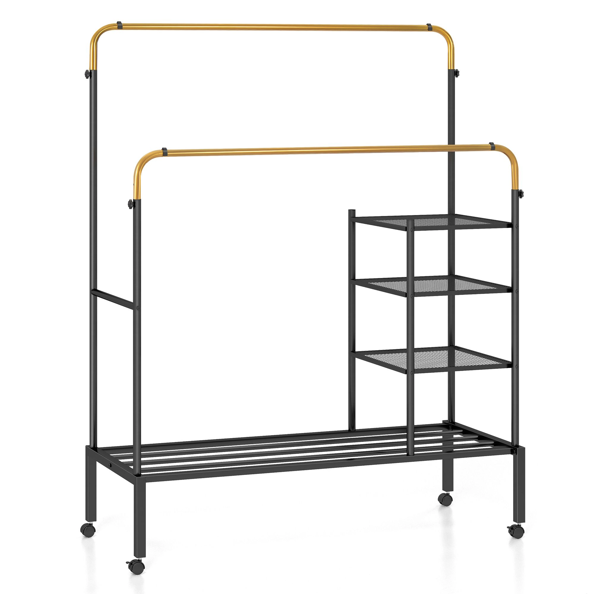 Slickblue Adjustable Garment Rack with Shelves and Wheels