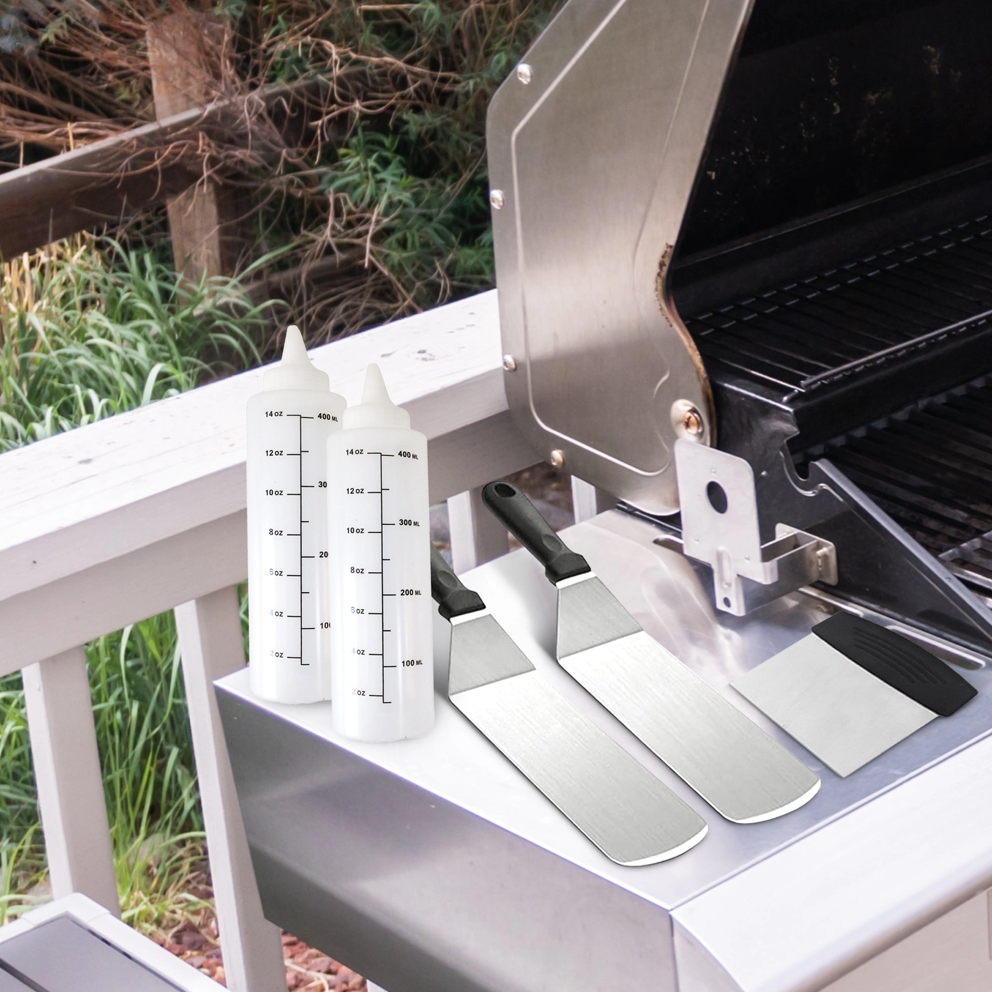Cheer Collection 5-Piece Stainless Steel Griddle Tool Set