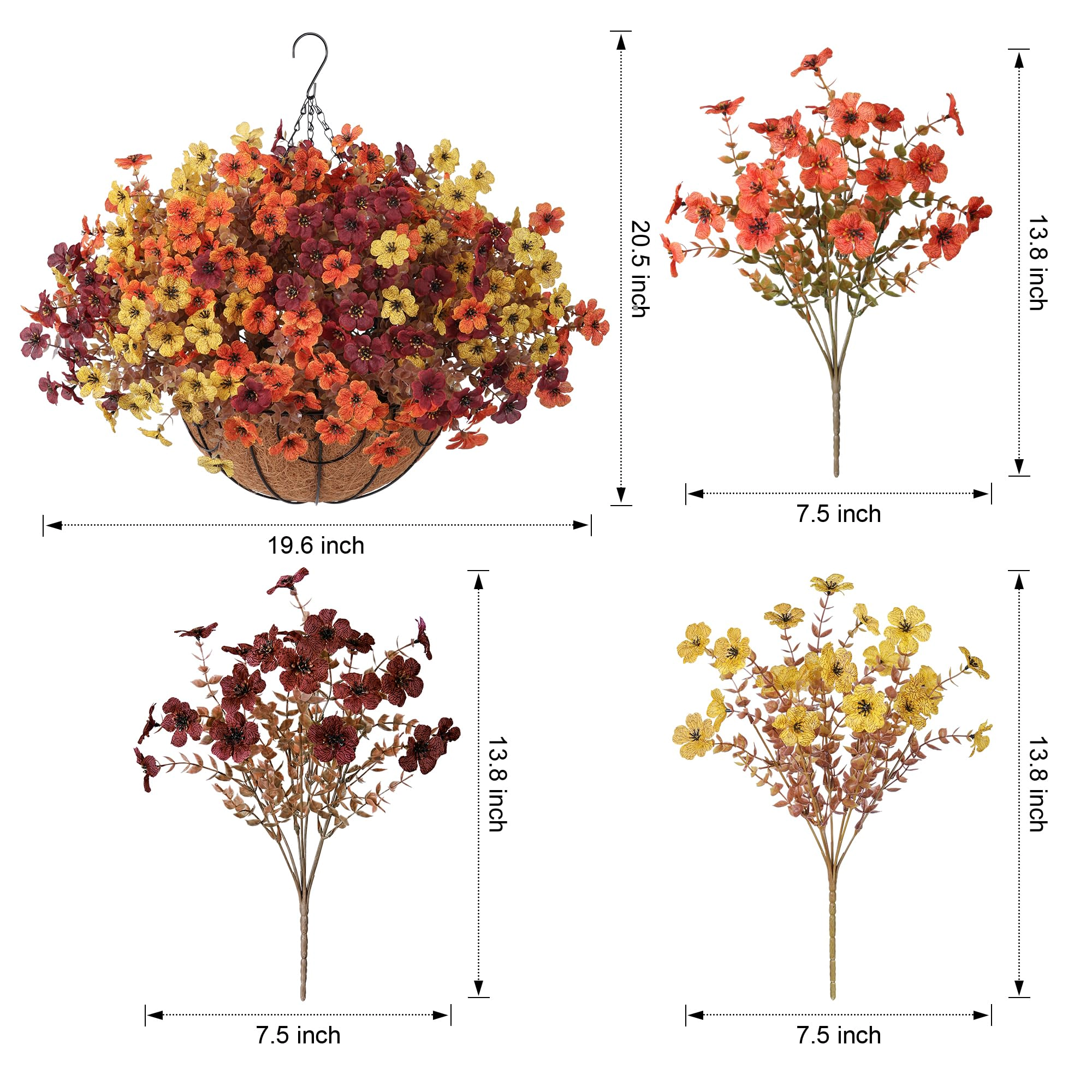 PUPWE Artificial Outdoor Flowers Hanging Basket