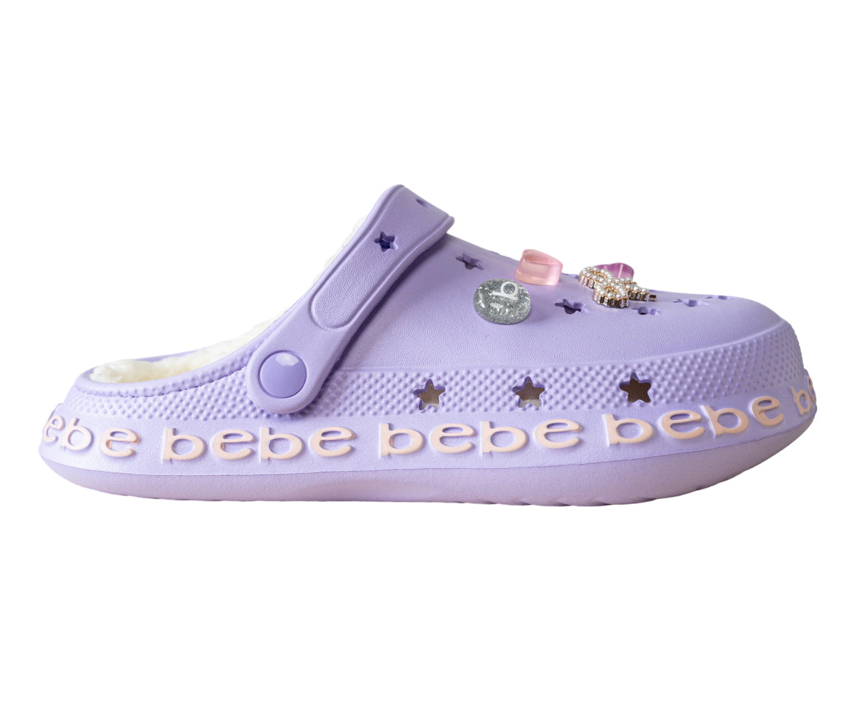 Bebe Girl's EVA Clog with Charms Sherpa Lining