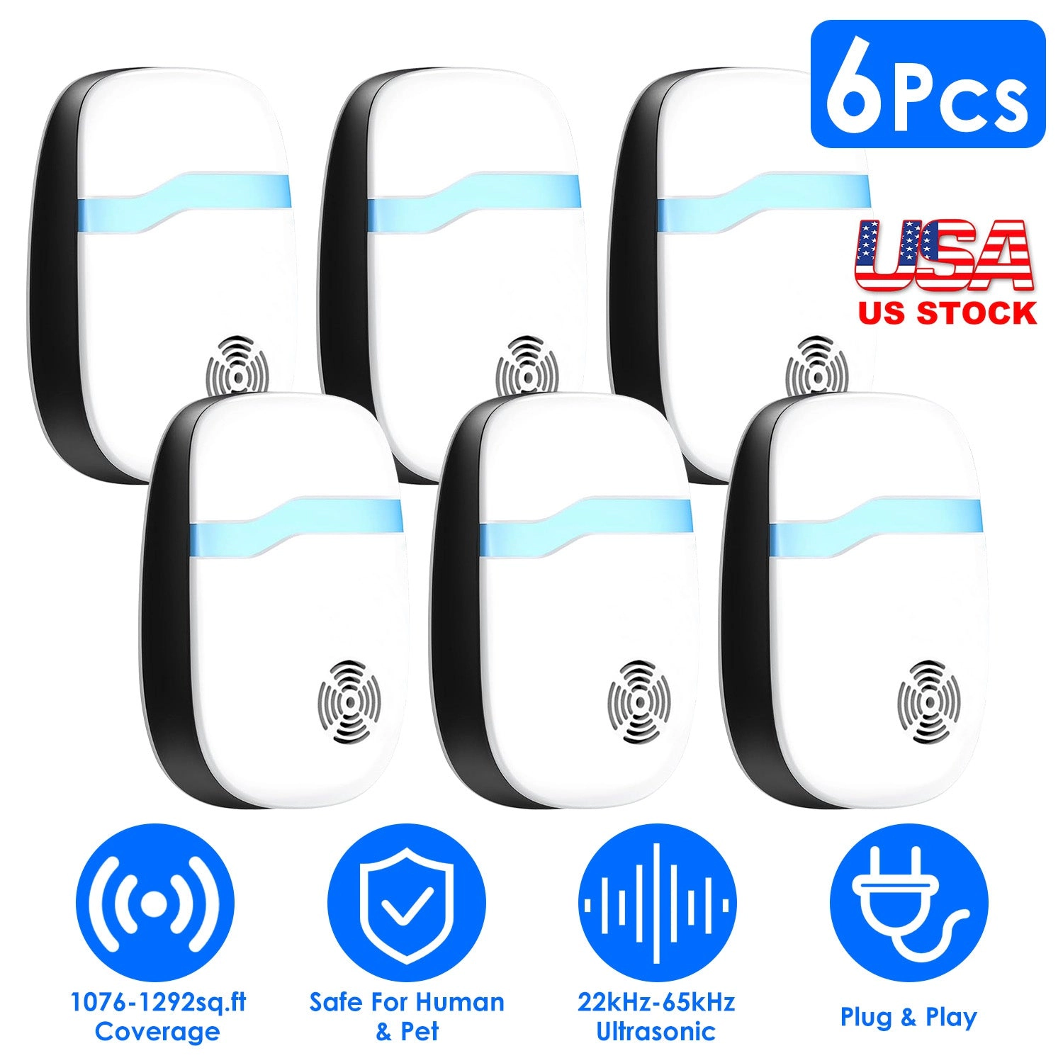 GBruno 6-Pack Ultrasonic Pest Repeller