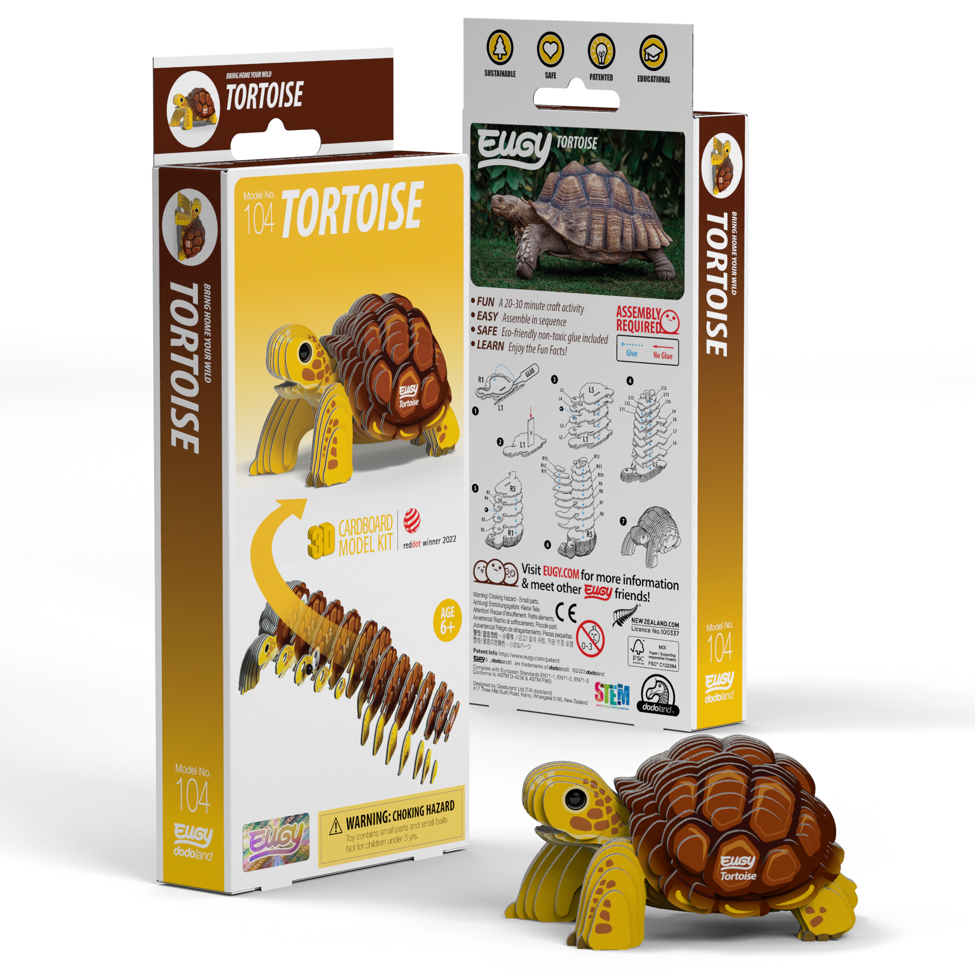 EUGY Tortoise 3D Puzzle - contains 34 puzzle pieces