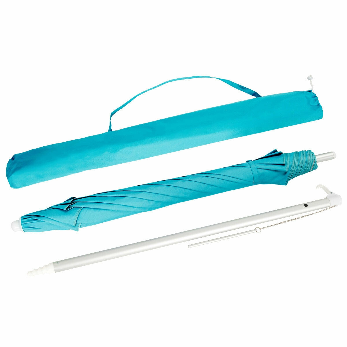 SUGIFT 6.5-ft Tilt Beach Umbrella with Sun Shade Sand Anchor & Carry Bag 3.5-lb Fiberglass Aluminum Polyester Frame Blue