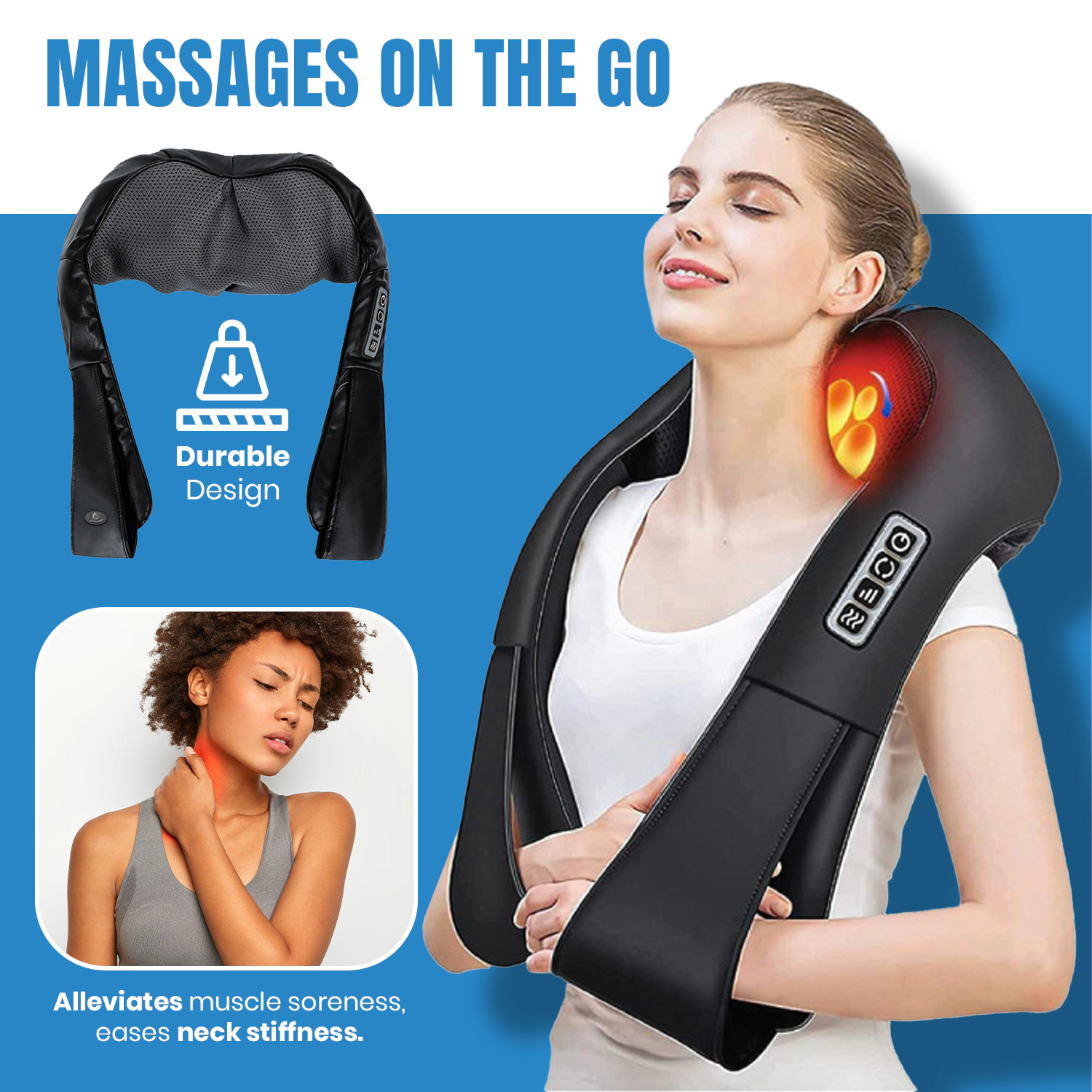 Pursonic Unisex Heated Deep Tissue 3D Shiatsu Back & Neck Massager