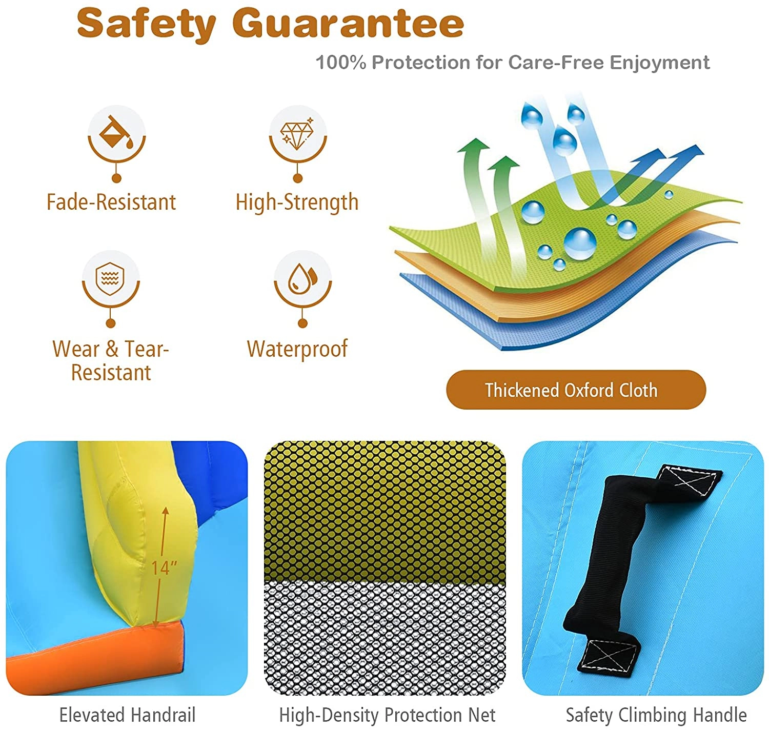 SUGIFT 6-in-1 Inflatable Water Slide Bounce House with Blower Basketball Hoop and Mesh Safety Walls