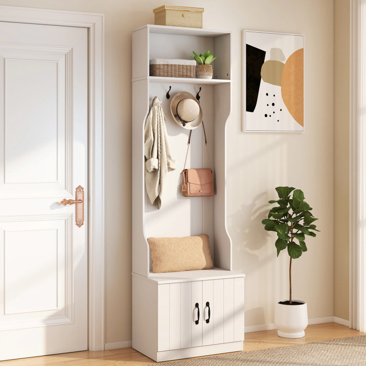 Hivvago 3-In-1 Hall Tree With Bench And Storage 23.5” Wide Mudroom Storage