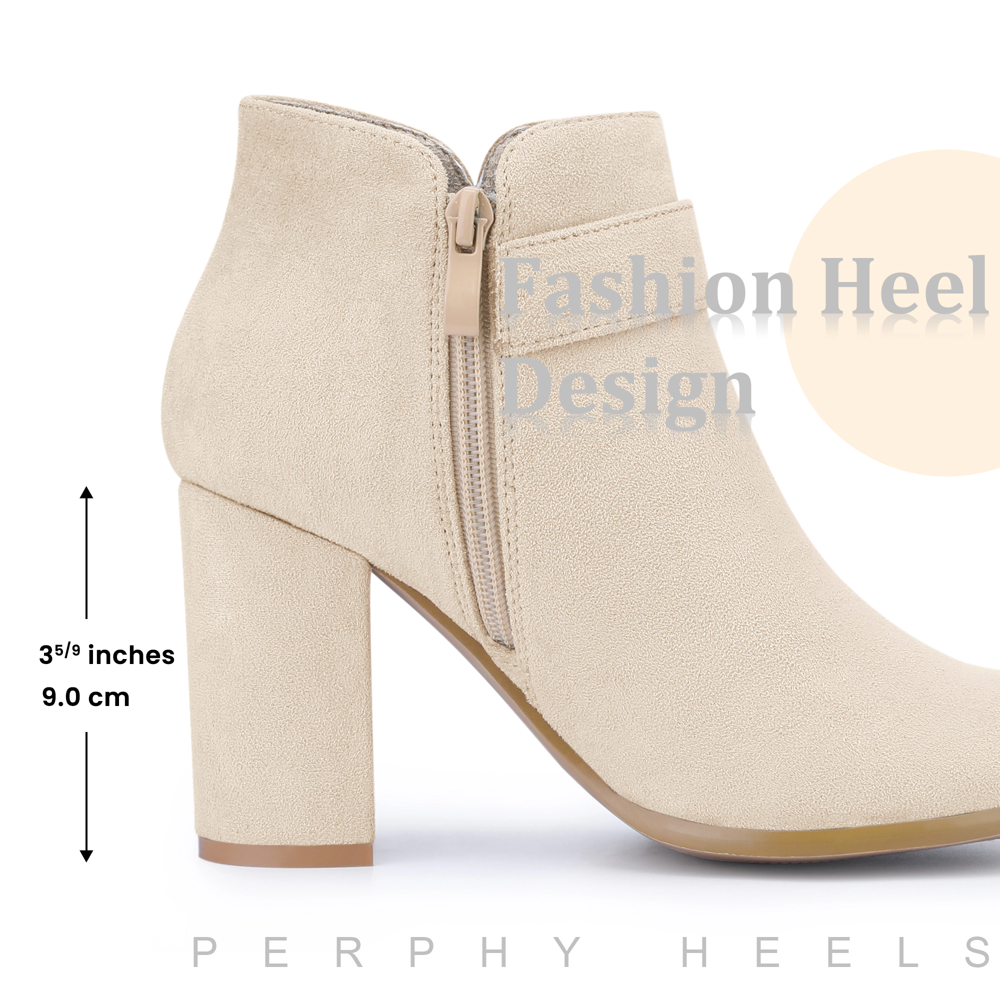 BLISSFUL STEP Buckle Chunky Heels Ankle Boots Women