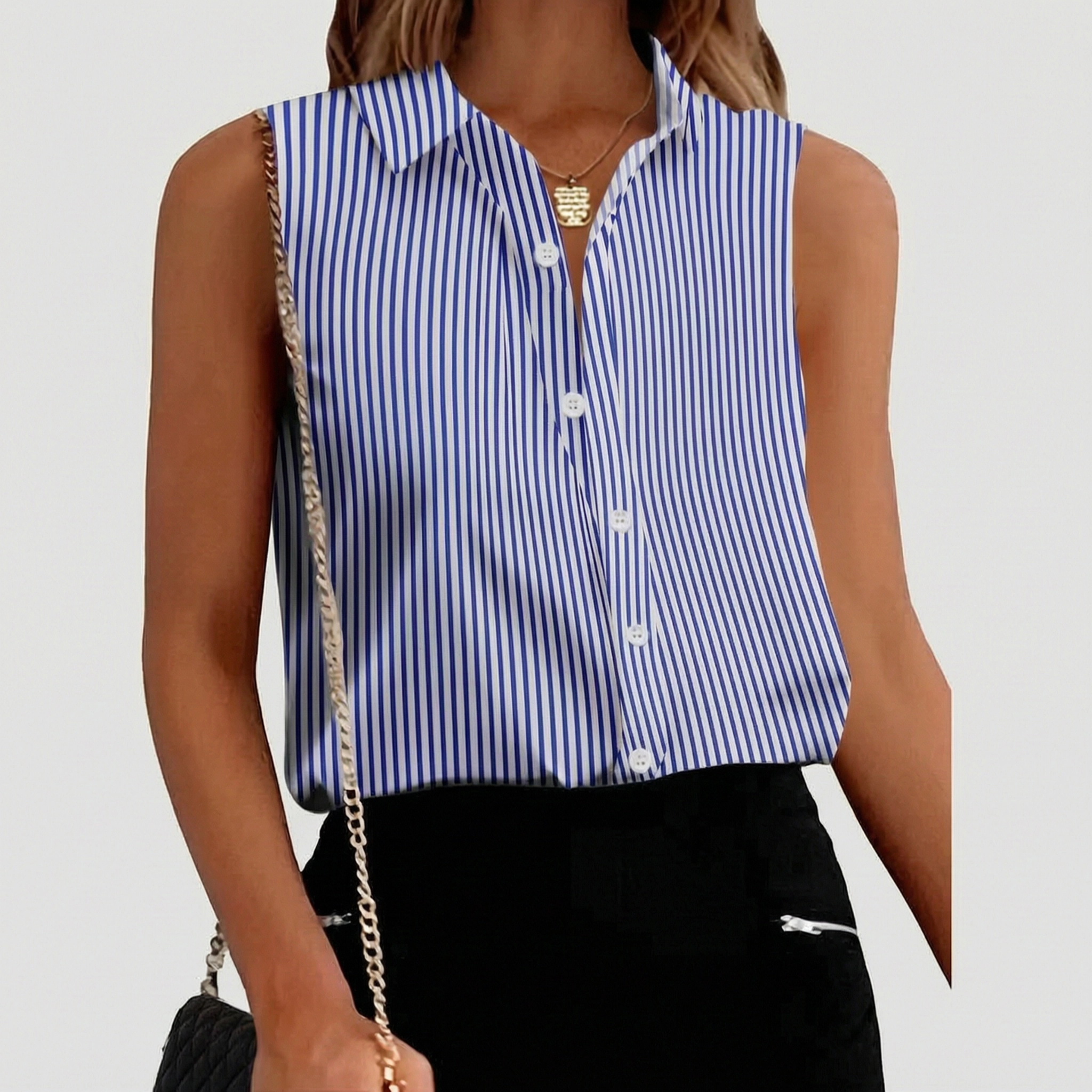 Zeagoo Womens Casual Sleeveless Button Down Shirts Office Blouses Loose V Neck Tank Tops