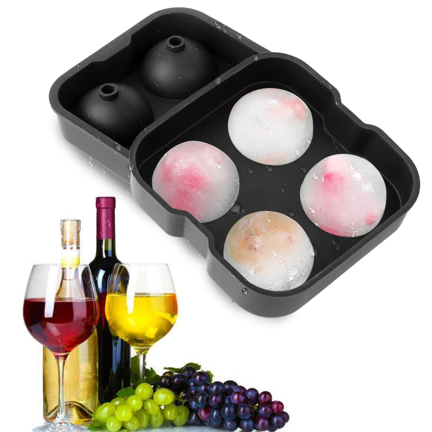 GBruno Silicone Sphere Ice Ball Maker Mold With Lid