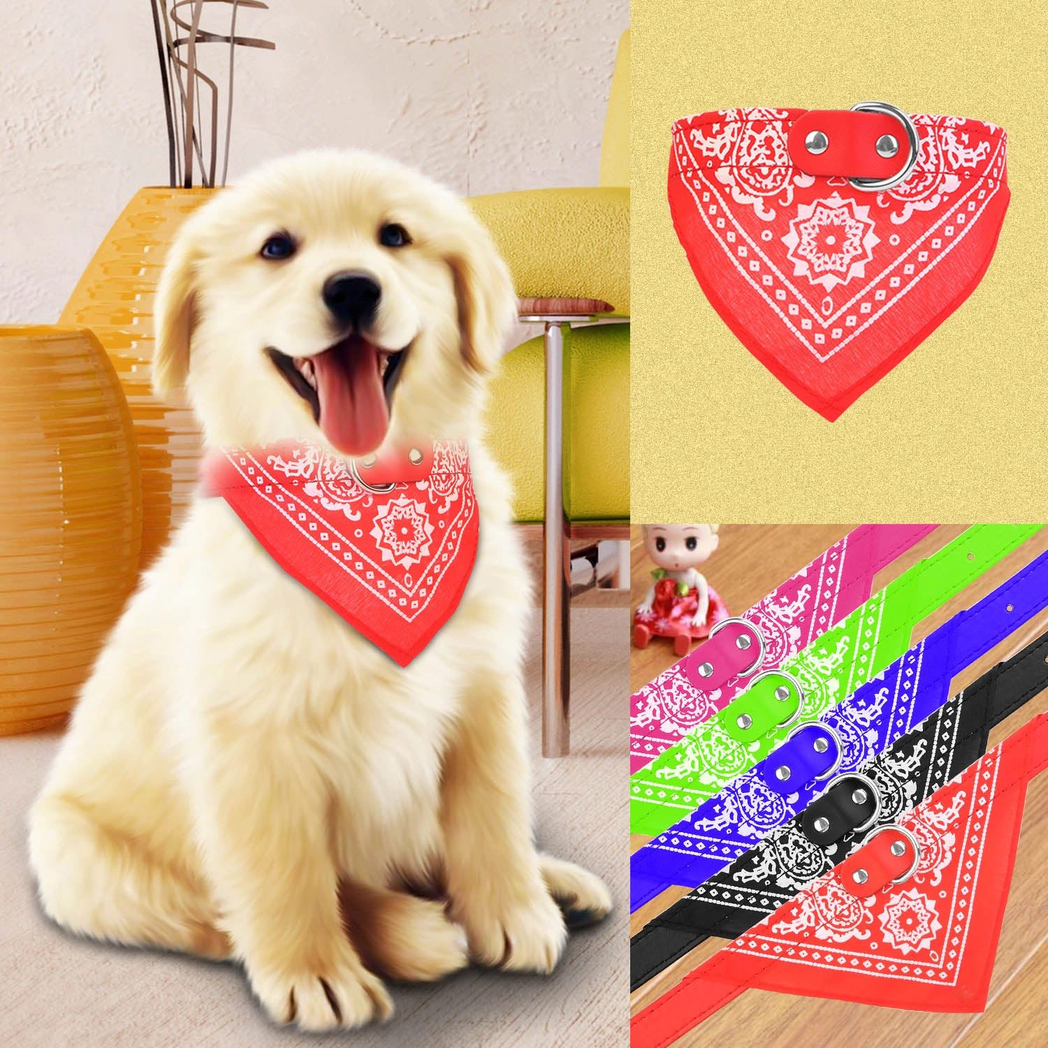 GBruno Adjustable Bandana Leather Pet Collar