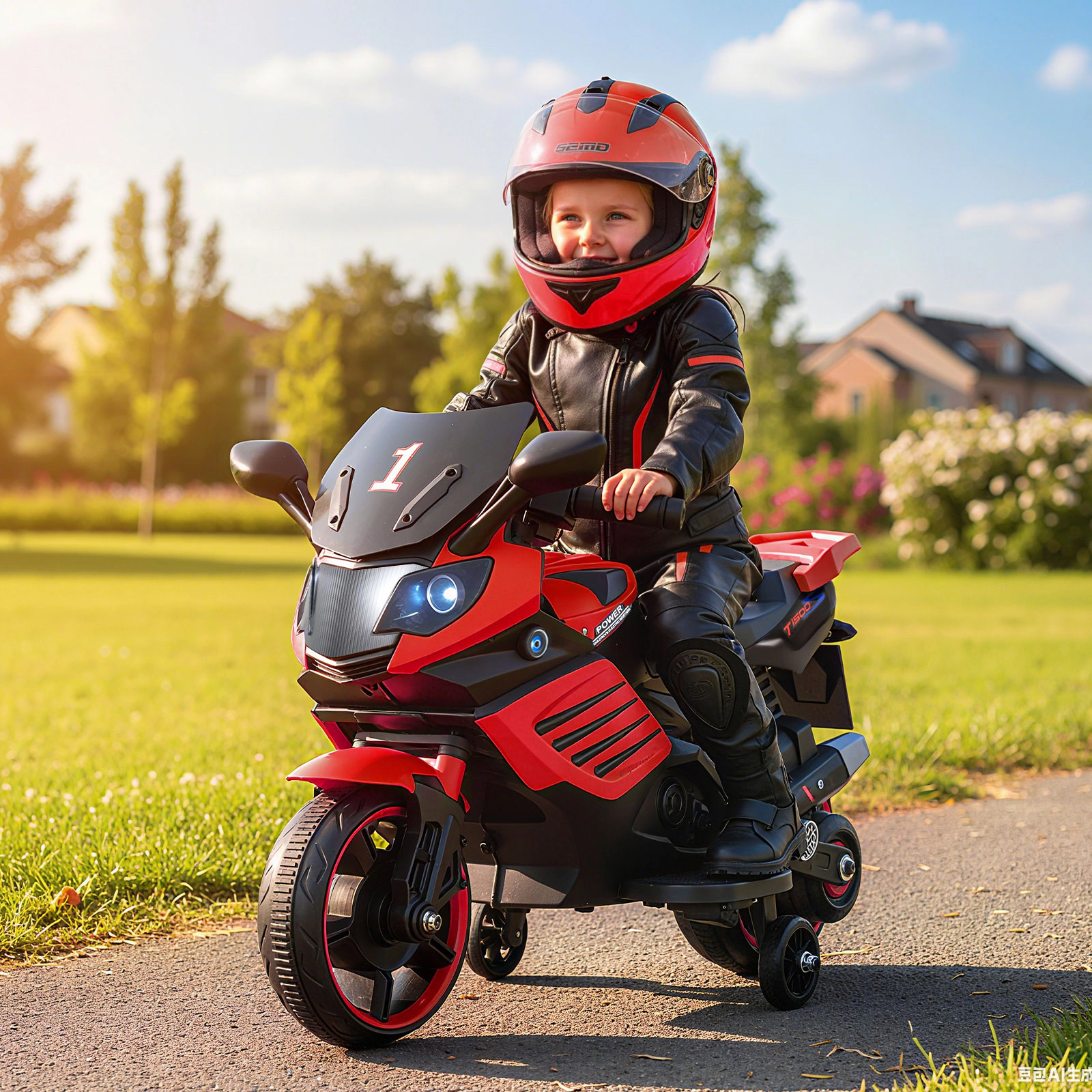 SUGIFT 6V Battery-Powered Kids Motorcycle Ride-On Headlights Music Detachable Training Wheels 55-lb Capacity Ages 3+ 29