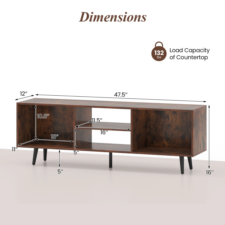 Hivvago 47.5 Inches Tv Stand For 55-Inch With Compartments And Metal Legs-White