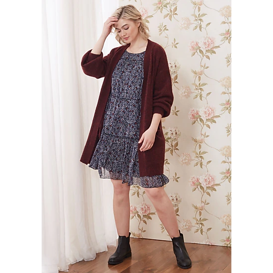 Ellos Plus Size Tier Ruffle Peasant Dress With Sheer Sleeves, Color ...