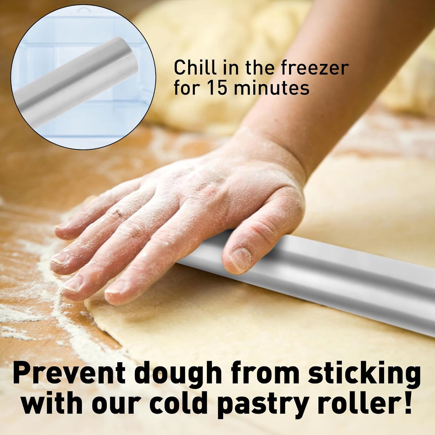 Zulay Kitchen 15.9 inch Professional Stainless Steel Rolling Pin for Baking, Fondant, Pizza Dough Roller, Dumpling