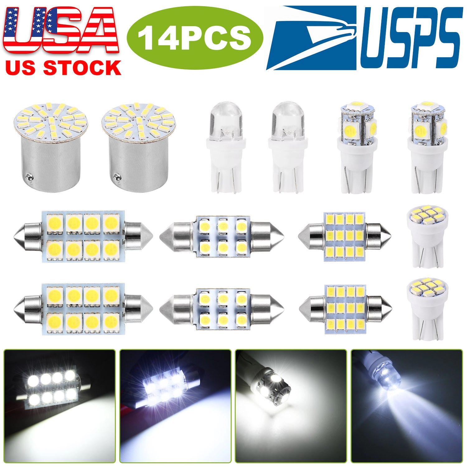 GBruno 14-Piece LED Car Interior Light Bulb Kit