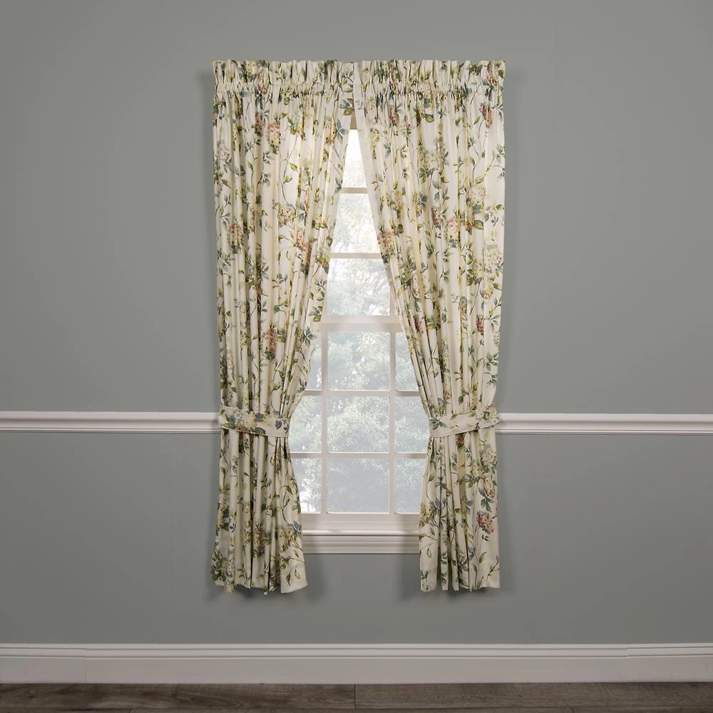 Ellis Curtain Abigail 100 Percent High Quality 2PC Window Rod Pocket Panel Pairs With 2 Tie Backs 90" x 84" Multicolor