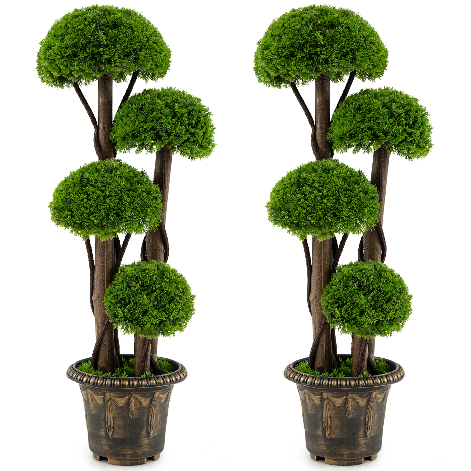 Slickblue Artificial Cypress Topiary Tree 90cm Spiral Design Potted Indoor Outdoor Accent-Set of 2