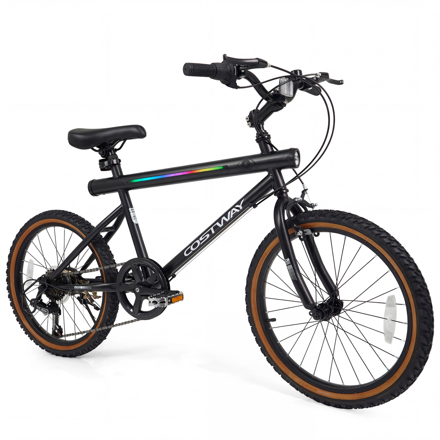 LJG 20 Inch LED-Lit Cycling Bike with 2 Speakers and Ambient Lights for Men Women