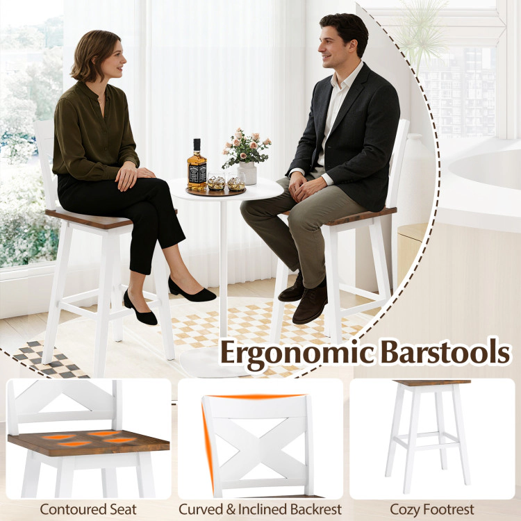 Hivvago 29" Rubberwood Swivel Barstools Set Of 4 With Backrest And Large Seat