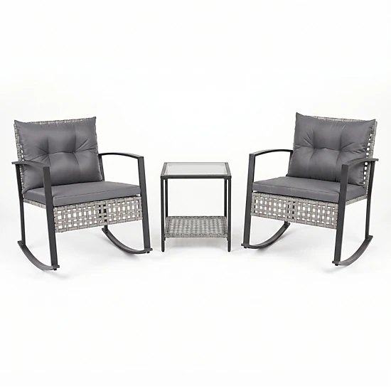 Hivvago 3-Piece Outdoor Rocking Chair Set For Garden