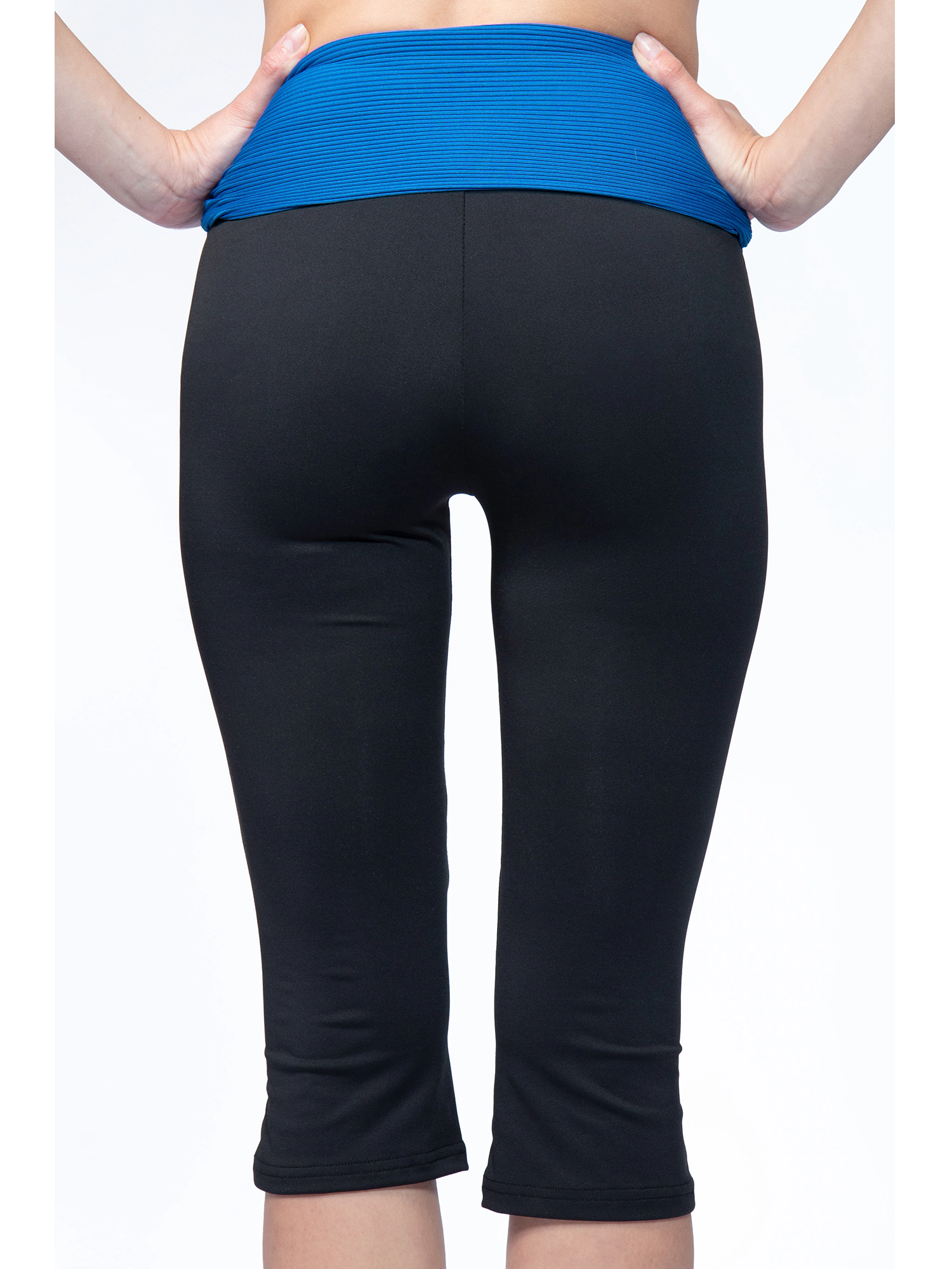 JESS by Meiko Women's Contrast Foldover Waist Athleisure Capri Leggings