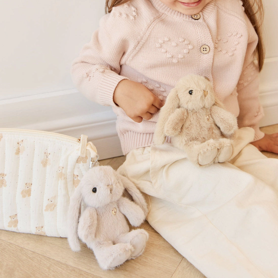 Snuggle Bunnies Penelope 6" Plush Bunny Keychain with Metal Swivel Clip