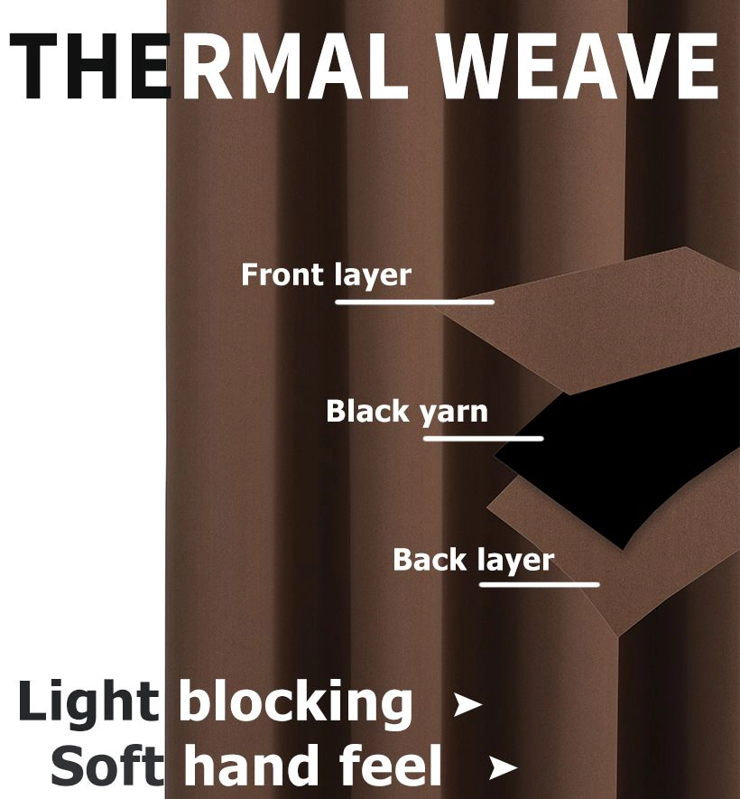 Kate Aurora Brown 2 Piece Grommet Top Blackout Curtain Panels For Extra Long Windows