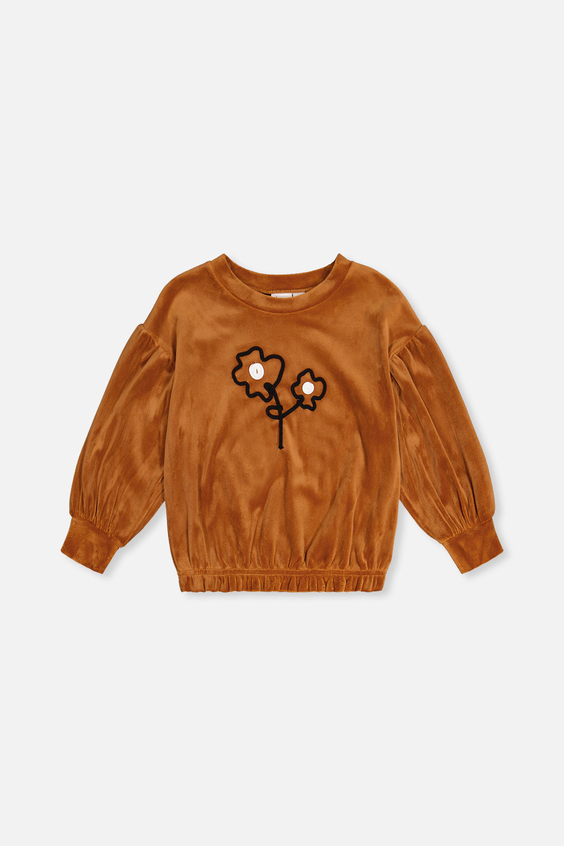 Deux par Girls Flower Appliqué Shimmer Velvet Top