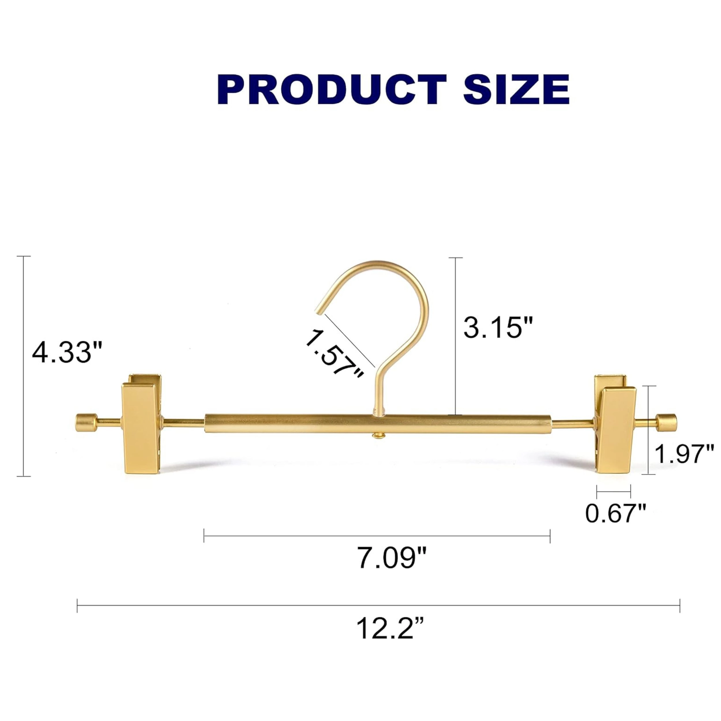 Stock Preferred Pack of 10 Matte Gold Aluminum Pants Hangers with Adjustable Clips