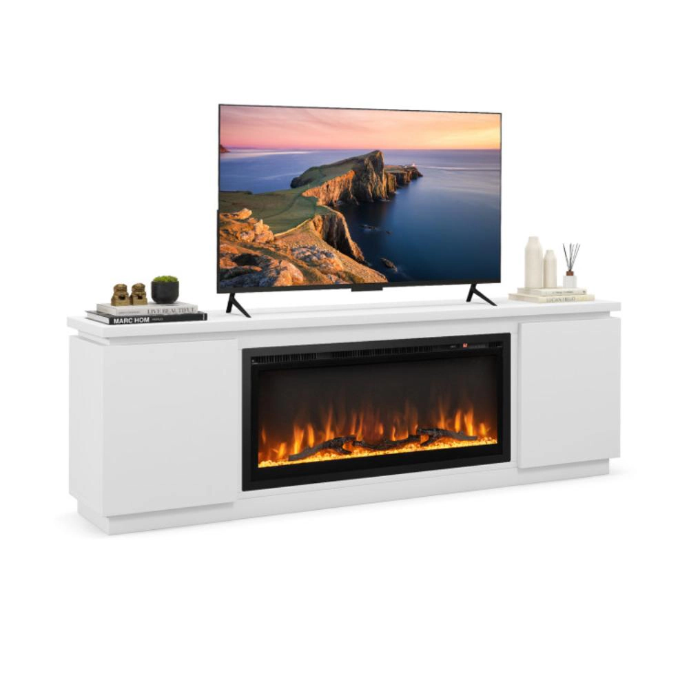 Hivvago Fireplace Tv Stand For Tvs Up To 80 Inch With 3 Adjustable Shelves