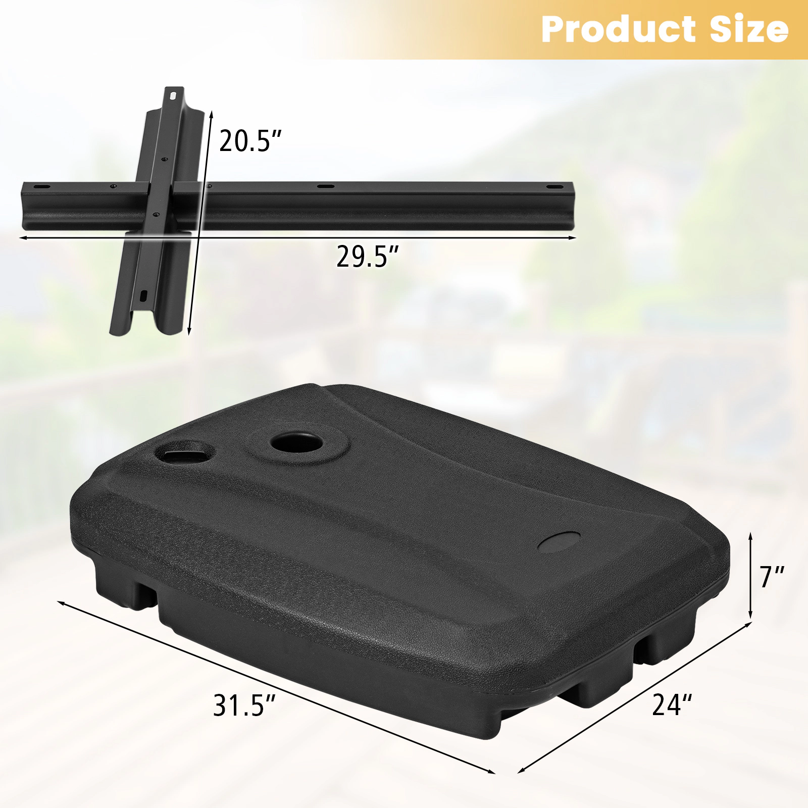 Slickblue Fillable Cantilever Umbrella Base Stand with Wheels for 9 Ft Offset Umbrella