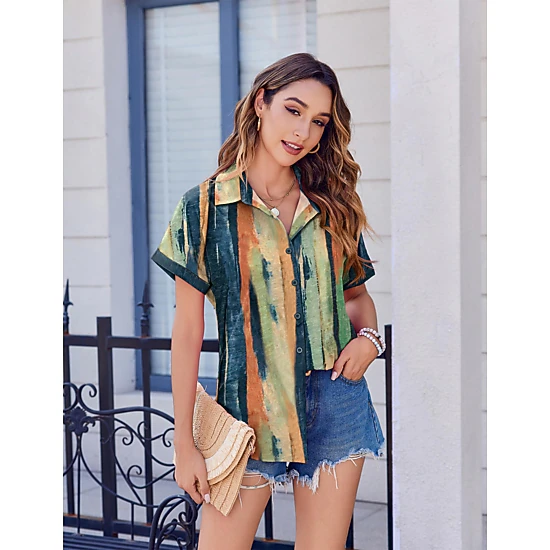 Zeagoo Short Sleeve Blouses for Women Summer Tops Collared Button Down Shirts Office Work Clothing