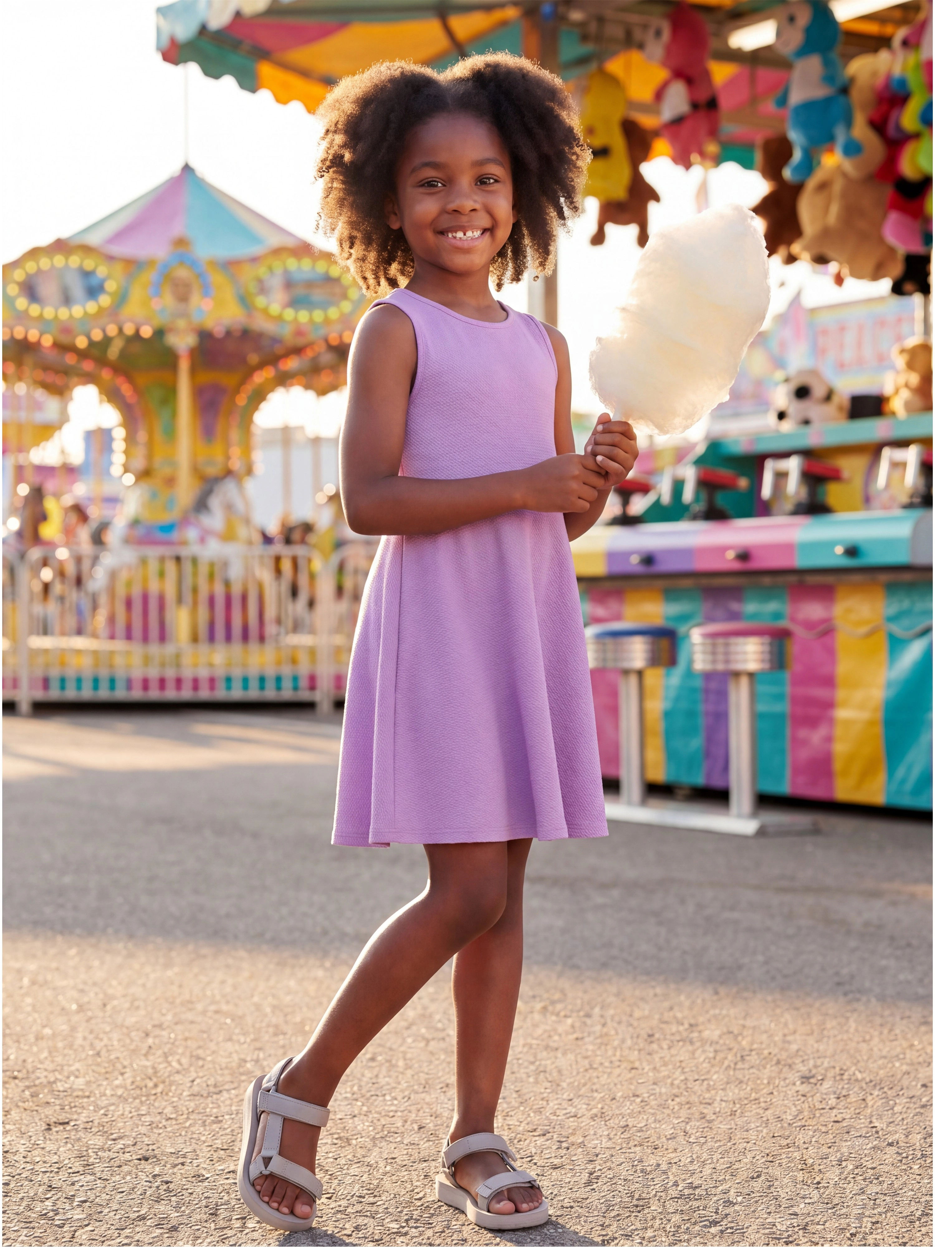 24sevenKid Essential Girls Sleeveless Knee Length Fit and Flare Dress