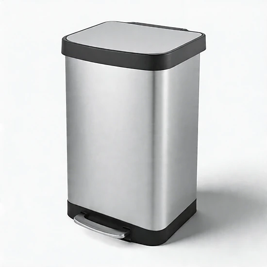 Innovaze 14.5 Gal./55 Liter Rectangle Step-On Stainless Steel Trash Can for Kitchen