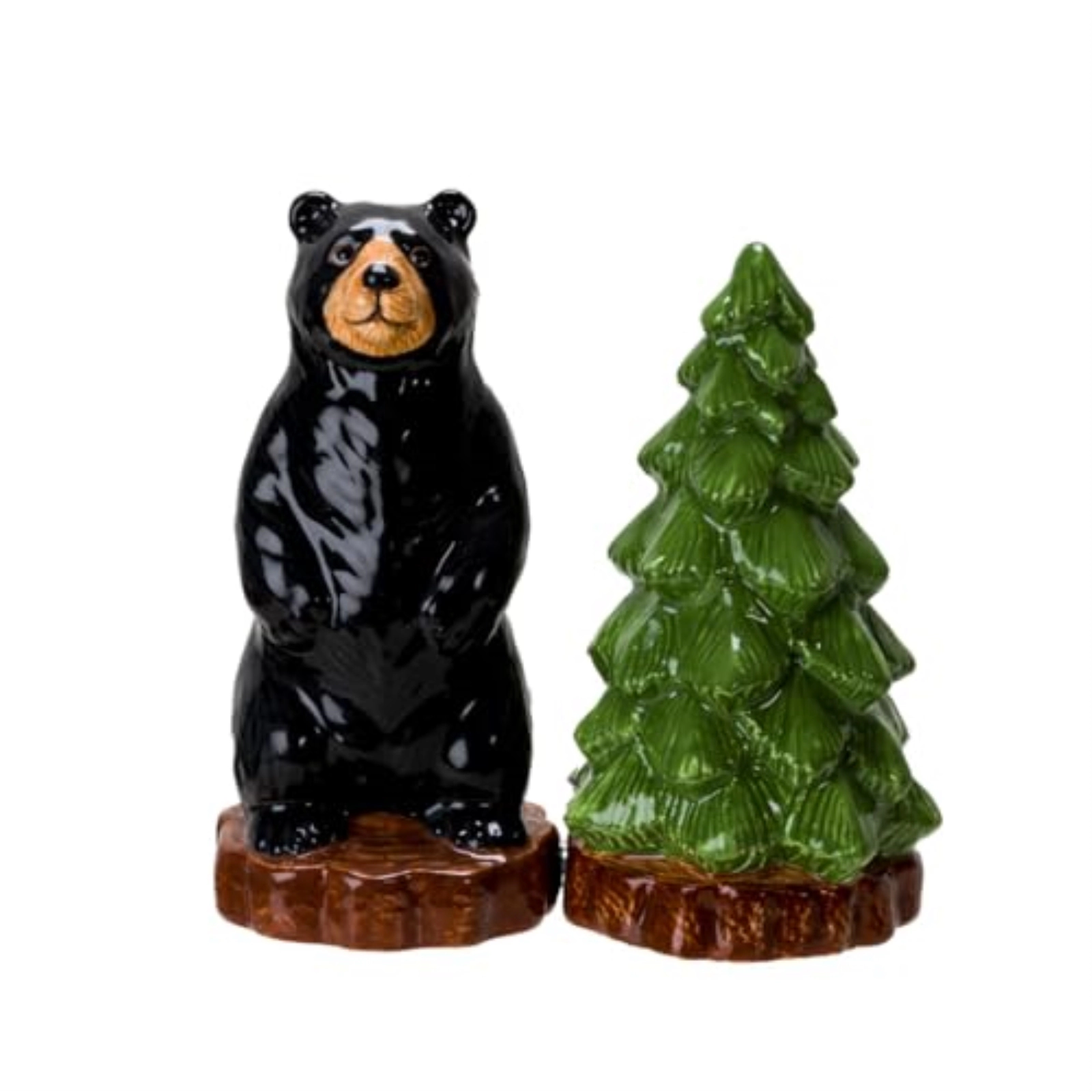 Pacific Giftware Forest Retreat Black Bear and Tree Ceramic Magnetic Salt and Pepper Shaker Set