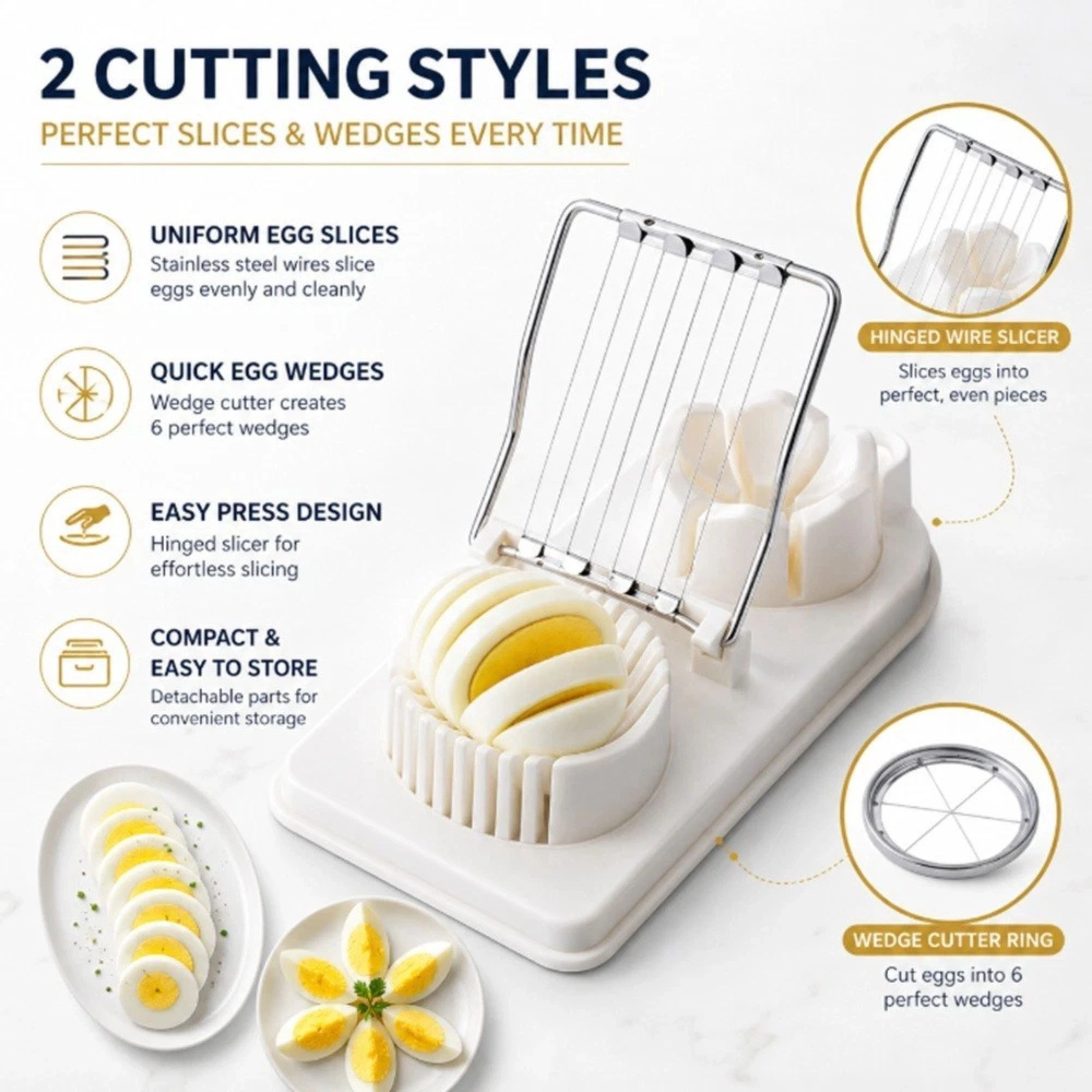 Home Collection 2-in-1 Stainless Steel Egg Slicer Mushroom Tomato Cutter Tool