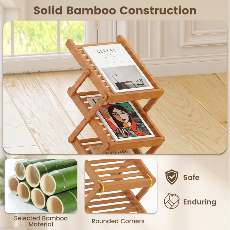 Hivvago Foldable Bamboo Magazine Rack with 2 Adjustable Positions