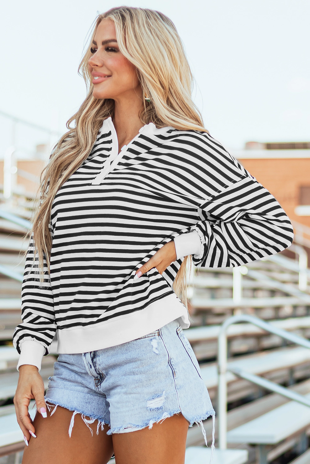 Threaded Pear Women's Amara Stripe Oversized Sweatshirt