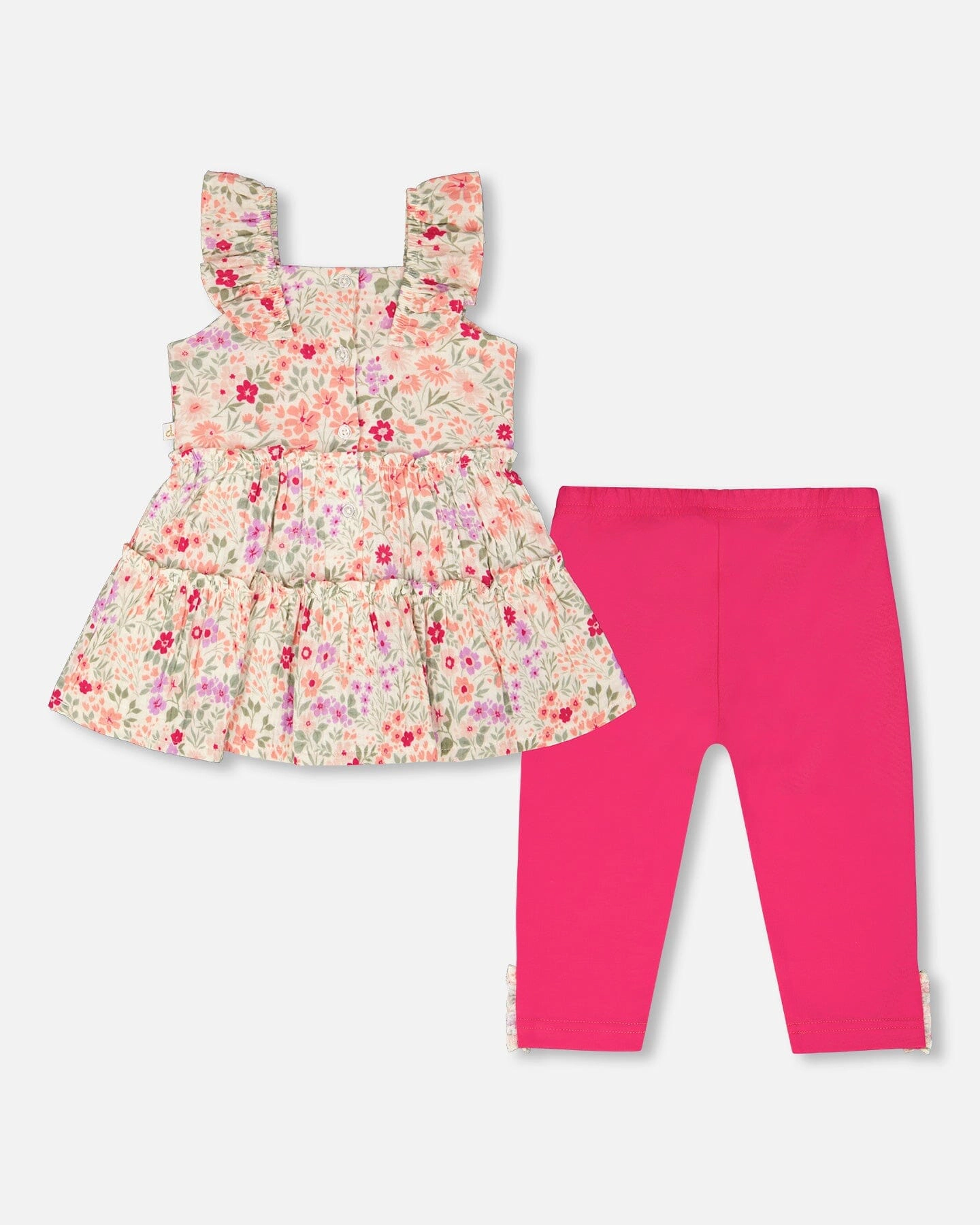 Deux par Girls Tunic and Organic Cotton Capri Set Printed Flowers