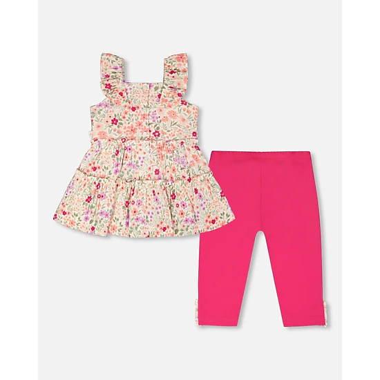 Deux par Deux Girls Tunic and Organic Cotton Capri Set Printed Flowers