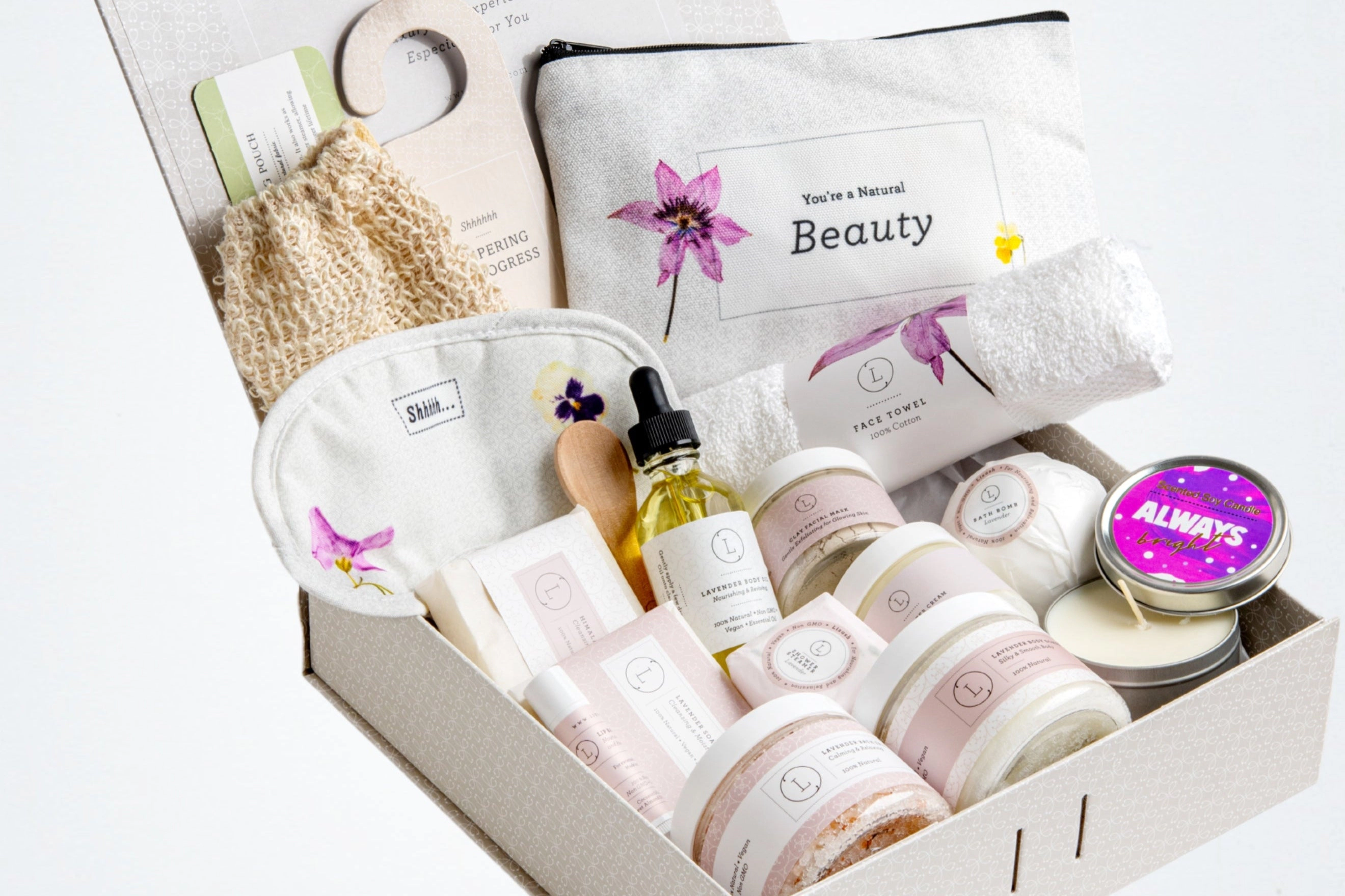 Lizush  Lavender Bath & Body Gift Box, Handmade All-Natural Spa Set