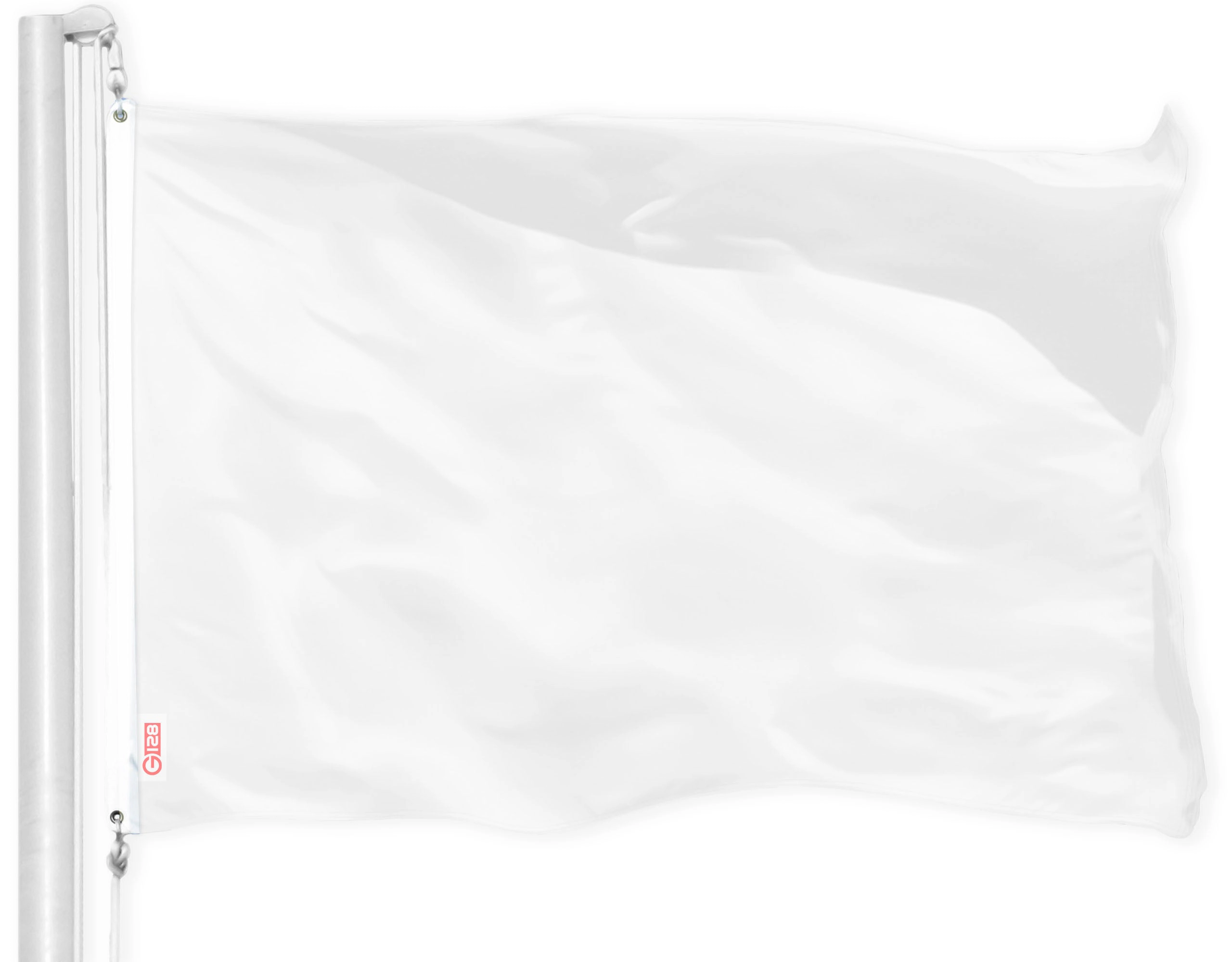 G128 Solid White DIY Flag 3x5 feet - 150D Printed Polyester, Dye-Sublimated Colors, Brass Grommets