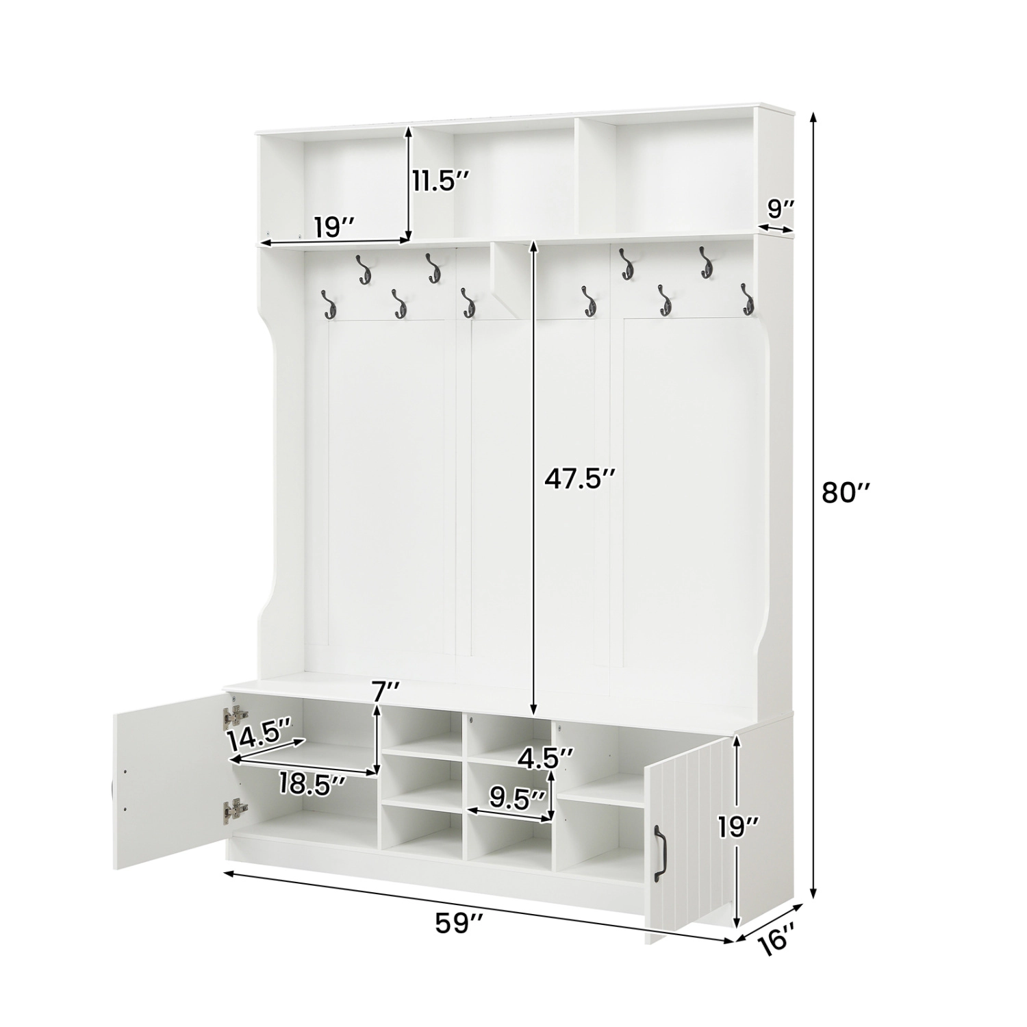 Hivvago Versatile Hall Tree Entryway Organizer